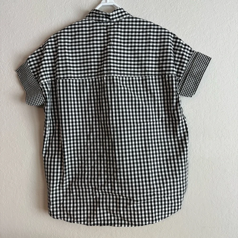 Madewell Oversized Gingham Play Button Down Shirt in Black and White XXS - Picture 6 of 7